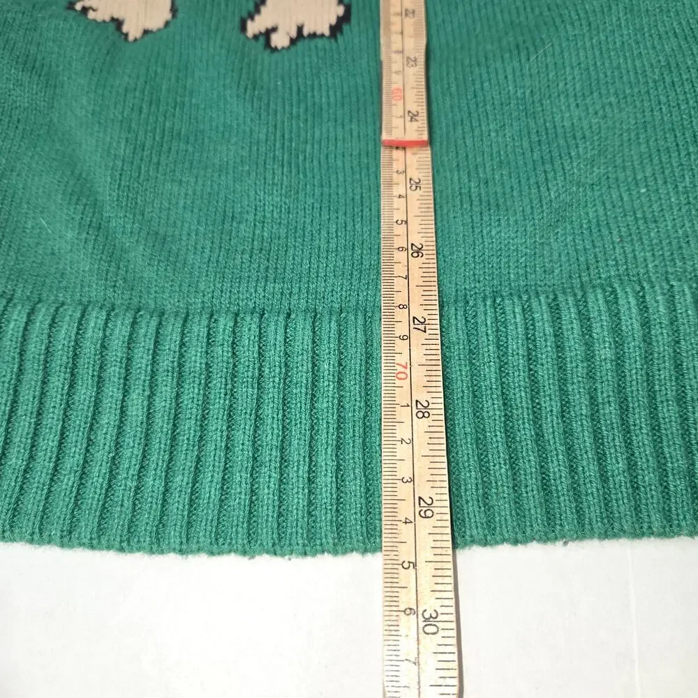 Ugly Christmas Sweater XL Pug Puppy Dog Santa‎ hat Green Striped Holiday Funny